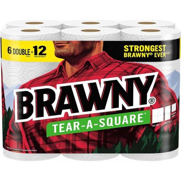 Tear-A-Square Paper Towels, 6 Double Rolls = 12 Regular Rolls, 3 Sheet Sizes - Picture 1 of 7